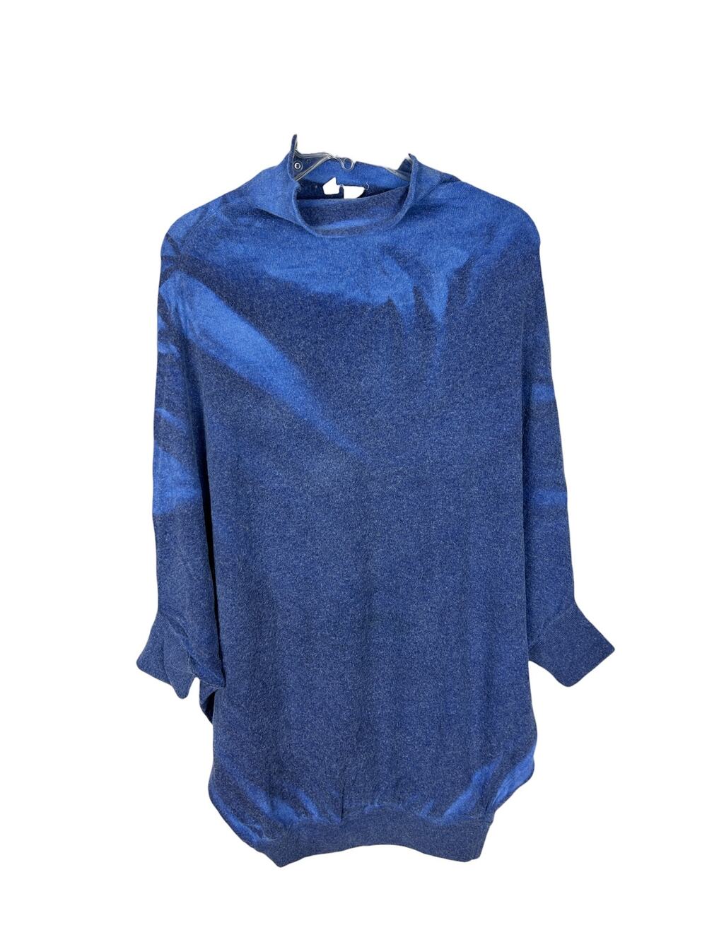 Anthropologie Moth Blue Striped Poncho Alpaca Blend Mock Neck Sweater Dress S